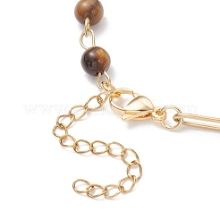 3Pcs Natural Carnelian & Green Aventurine & Tiger Eye Beaded Link Chain Bracelets&nbsp;BJEW-JB12657