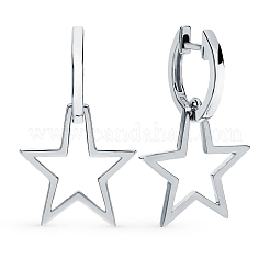 Simple Daily Wear Sterling Silver Star Hoop Earrings Fashionable and Versatile&nbsp;BO3781