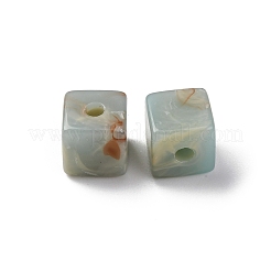アクリルビーズ  模造寿山ビーズ  キューブ  ダークシーグリーン  8x8x8mm  穴：2mm  約：925個/ 500 G&nbsp;OACR-Z025-04