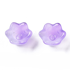 透明なツートンカラーのスプレー塗装ガラスビーズ  花  ライラック  7x11.5x11.5mm  穴：1.2mm&nbsp;GLAA-Q089-002B-004