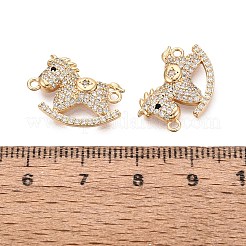 Brass Micro Pave Clear and Black Cubic Zirconia Connector Charms&nbsp;KK-N288-14G