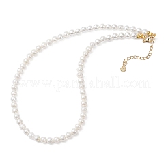 6MM White Round Shell Pearl Beaded Necklaces&nbsp;NJEW-JN05701