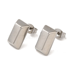 変色しない304ステンレススチールスタッドピアス  長方形  ステンレス鋼色  12.5x7mm  12個/セット。&nbsp;EJEW-C099-06P