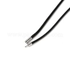 ワックスネックレス作りアクセサリー  プラチナ真鍮バヨネットクラスプ付き  ブラック  62.5x0.3cm&nbsp;MAK-TAC0001-04D