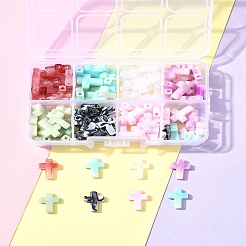104個 8色アクリル天然石風ビーズ  クロス  ミックスカラー  15.5x12x4.5mm  穴：2mm  約13PCS /カラー&nbsp;OACR-FS0001-79