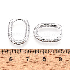 304ステンレススチールフープピアス  テクスチャ付き楕円形  ステンレス鋼色  18x13~13.5x2.5mm&nbsp;STAS-T074-30P