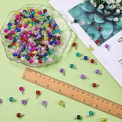 200Pcs 10 Colors Crackle Glass Pendants&nbsp;PALLOY-SW0018-01