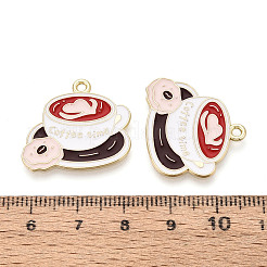 合金エナメルチャーム  コーヒーチャーム  ゴールドカラー  クリムゾン  22x24x1mm  穴：1.7mm&nbsp;PALLOY-T093-20G