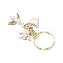 2Pcs Butterfly Alloy Acrylic & Rhinestone & Angle Pendant Keychains&nbsp;KEYC-JKC01251