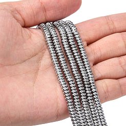 非磁性合成ヘマタイトビーズ連売り  グレードA  ロンデル  プラチナメッキ  4x2mm&nbsp;G-C124-4x2mm-2