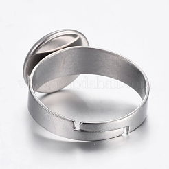 Tarnish Resistant Adjustable 304 Stainless Steel Finger Rings Components&nbsp;STAS-G187-01P-10mm