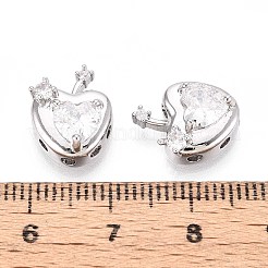 真鍮製マイクロパヴェキュービックジルコニアビーズ  りんご  プラチナ  14.5x10~10.5x5mm  穴：1.5~1.6mm&nbsp;KK-T071-50P