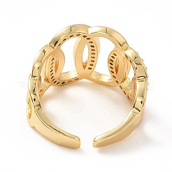 Cubic Zirconia Interlocking Oval Open Cuff Ring&nbsp;RJEW-H101-31G