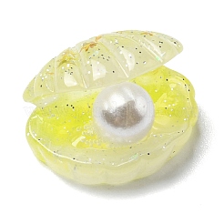 Gradient Color Translucent Resin Glitter Shell Cabochons&nbsp;RESI-R437-01D