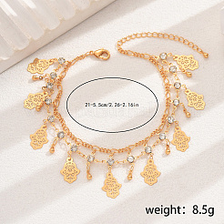 Bohemian Style Brass Rhinestone Charm Anklets&nbsp;YN3777
