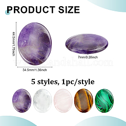 5Pcs 5 Styles Synthetic Malachite & Natural Tiger Eye & Rose Quartz & Amethyst & Quartz Crystal Massager&nbsp;G-BC0001-62