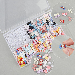 DIYネイルアートデコレーションキット  ABSプラスチック模造真珠と不透明樹脂カボションを含む  蝶結びと半円形  ミックスカラー  3~12x3~12x1.5~6.5mm  480個/セット&nbsp;DIY-SP0005-06