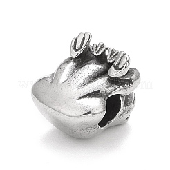 304ステンレススチールヨーロピアンビーズ  大穴ビーズ  カエル  アンティークシルバー  11.5x10.5x11.5mm  穴：4.5mm&nbsp;STAS-G256-37AS