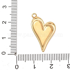 バレンタインデー 304ステンレススチールエナメルペンダント  ハートチャーム  ゴールドカラー  ブラック  24x15x2.5mm  穴：1.5mm&nbsp;STAS-G399-03G-01