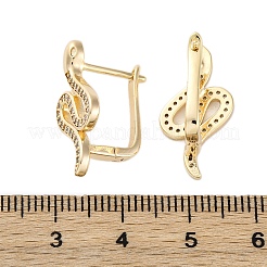 Brass Clear Cubic Zirconia Hoop Earrings&nbsp;EJEW-Q014-36G
