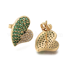Brass Pave Cubic Zirconia Stud Earrings&nbsp;EJEW-M088-06G-03