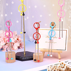 5個5色の合金と鉄のビーズ付きバーキーホルダー、DIYクラフトジュエリー作り用  カニカン付き  ミックスカラー  14.8cm  1pc /カラー&nbsp;KEYC-TA0001-28