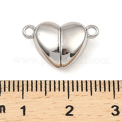 変色しない304ステンレススチール製マグネット留め具  ハート  ステンレス鋼色  10.5x17x6.5mm  穴：1.5mm&nbsp;X-STAS-K265-01A-P