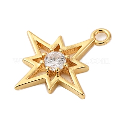 Brass Pave Clear Cubic Zirconia Pendants&nbsp;KK-V016-19G