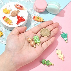 24 個 12 スタイル不透明樹脂模造食品ペンダント  プラチナトーンの鉄製ループ付きケバブチャーム  ミックスカラー  20~35x13~27x6~8mm  穴：1.8~2mm  2個/スタイル&nbsp;CRES-CJ0001-61