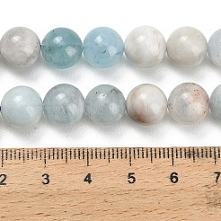 天然石アクアマリンビーズ連売り  ラウンド  スムーズ  9.5~10mm  穴：1mm  約38~39個/連  14.96''~15.20''（38~38.6センチメートル）&nbsp;G-F591-29A-10mm-03