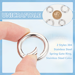 4個 2スタイル 304ステンレススチール スプリングゲートリング  ステンレス鋼色  6~7ゲージ  20~24x3.5~4mm  2個/スタイル&nbsp;STAS-UN0059-43B