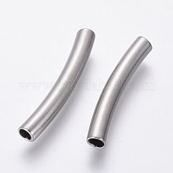 変色しない304ステンレススチールの湾曲チューブビーズ  ステンレス鋼色  20x3mm  穴：1.6mm&nbsp;STAS-F230-20P