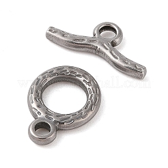 変色しない304ステンレススチールのトグル留め具  リング  ステンレス鋼色  ラウンド：16.5x12x2mm  バー：8x19x2.5mm  穴：3mm&nbsp;STAS-Q324-17P