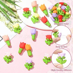 16Pcs 8 Colors Flower Silicone Beads&nbsp;SIL-CJ0003-25