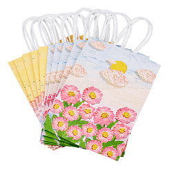 10Pcs 2 Colors Paper Flower Pattern Printed Carry Storage Tote Bags&nbsp;ABAG-TA0001-49A