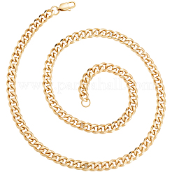 2個 7mm ステンレススチール キューバンリンクチェーンネックレス レディース メンズ  18KGP本金メッキ  21.65インチ（55cm）&nbsp;NJEW-BBC0001-39A
