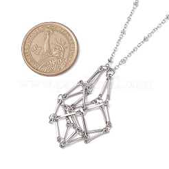 変色しない 3個 3サイズ ステンレススチール編みチェーン マクラメポーチ 空石ホルダー ペンダントネックレス作り  ステンレス鋼色  17.72~29.65インチ（45~75.3cm）  1個/サイズ&nbsp;NJEW-JN04957-02