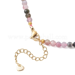 4.5MM Faceted Round Natural Multicolor Tourmaline Beaded Necklaces&nbsp;NJEW-JN05900