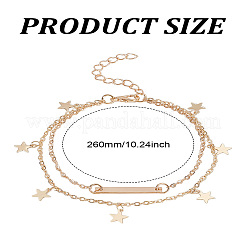 1Pc Alloy Star Charm Double Layer Anklets for Women&nbsp;AJEW-LP0001-75