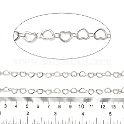 304ステンレススチールハートリンクチェーン  ハンダ付け  スプールで  ステンレス鋼色  5x6.5x0.4mm&nbsp;CHS-C013-04P