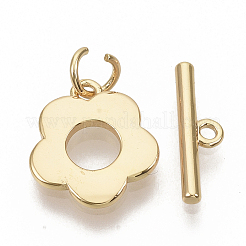 真鍮製マンテル  丸カン付き  ニッケルフリー  花  18KGP本金メッキ  花：14.5x13x1.5mm  穴：1.2mm  バー：16x2mm  穴：1.2mm  丸カン：5x0.8mm。&nbsp;X-KK-T051-23G-NF