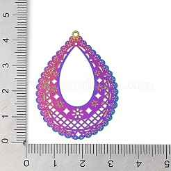 201 Stainless Steel Etched Metal Embellishments Pendants&nbsp;STAS-Z079-02RC