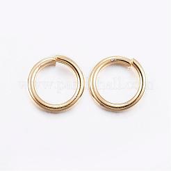 304ステンレススチールオープン丸カン  ラウンド  24KGP本金メッキ  18ゲージ  5x1mm  内径：3mm&nbsp;STAS-L187-5x1mm-G