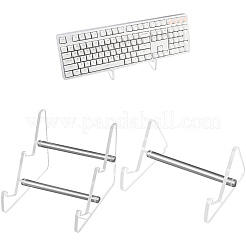 プラチナメッキの鉄製サポート付きアクリルキーボードディスプレイスタンド2個、2スタイル  透明  16.6~17.2x13.4~16x7.9~13.3cm  1個/スタイル&nbsp;ODIS-CP0001-13