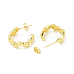 女性のための真鍮のハートのスタッドピアス  ライトゴールド  29x22.5x7mm  ピン：0.6mm&nbsp;EJEW-E273-21LG