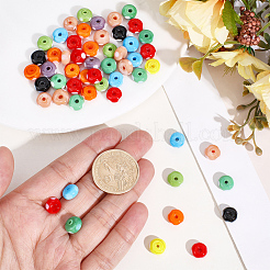 2 連売り 手作りランプワークビーズ 連売り  水玉模様のロンデル  カラフル  9.5~10x5mm  穴：1.8mm  約40個/連  8.27''（21センチメートル）&nbsp;LAMP-PA0001-58