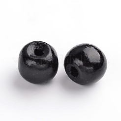 天然メープルウッドビーズ  染め  ラウンド  ブラック  12x10.5mm  穴：3mm  約1800個/1000g&nbsp;TB12mmY-12