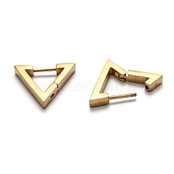 304ステンレススチール製トライアングルハギーフープピアス  ゴールドカラー  16x18x3mm  ピン：1mm&nbsp;STAS-J033-02B-G