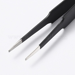 スプレー塗装された201ステンレス鋼のビーズピンセット  ストレート&フラットチップ  ブラック  12.9x0.95cm&nbsp;TOOL-G021-06