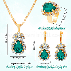 2 Colors Rhinestone Teardrop Leverback Earrings & Pendant Necklaces & Rings&nbsp;SJEW-HY0001-22B